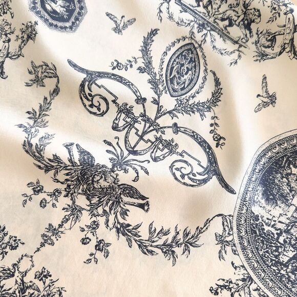 Talbots Pure Silk Sleeveless Blouse Toile Print Cream Gray Size 14 - Picture 6 of 11